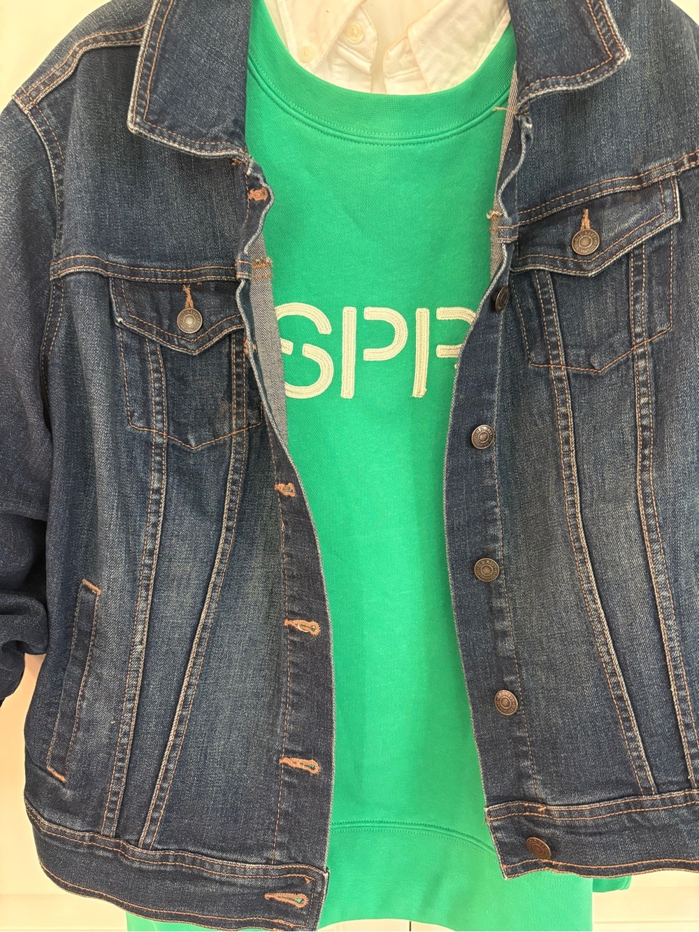 Esprit Large green Crewneck Sweatshirt with White Logo New - Picture 3 of 8